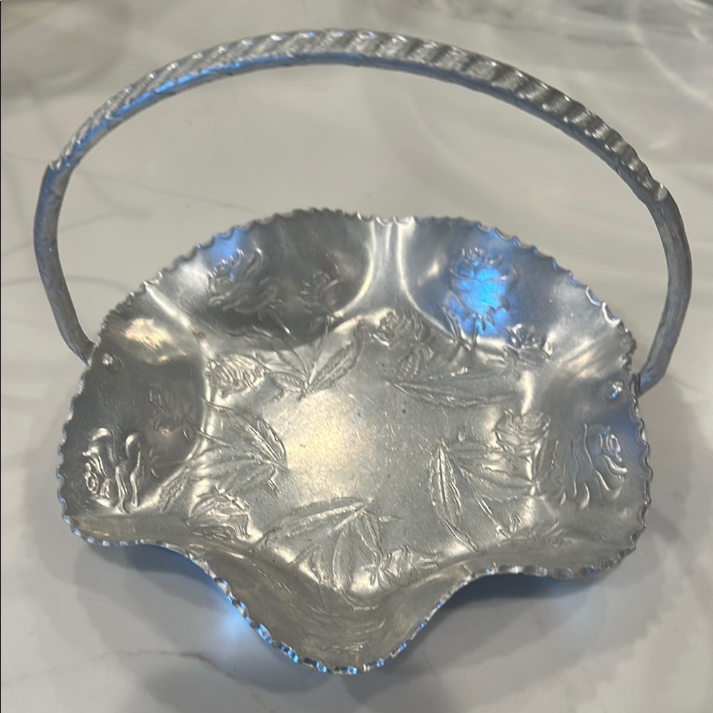 Vintage Silver Floral Basket